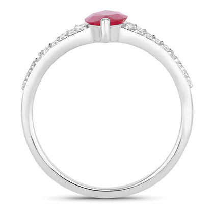 1.58 Carat Genuine Ruby and White Diamond 14K White Gold Ring Bids.com