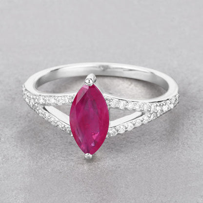 1.58 Carat Genuine Ruby and White Diamond 14K White Gold Ring Bids.com