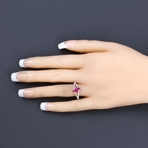 1.58 Carat Genuine Ruby and White Diamond 14K White Gold Ring Bids.com