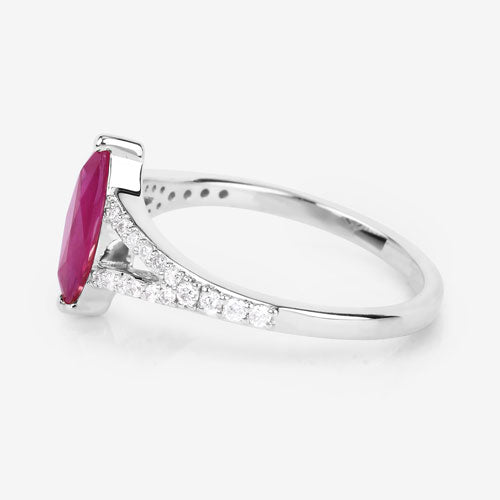 1.58 Carat Genuine Ruby and White Diamond 14K White Gold Ring Bids.com