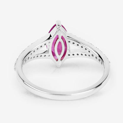 1.58 Carat Genuine Ruby and White Diamond 14K White Gold Ring Bids.com