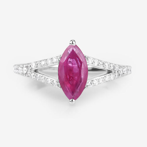1.58 Carat Genuine Ruby and White Diamond 14K White Gold Ring Bids.com
