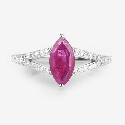 1.58 Carat Genuine Ruby and White Diamond 14K White Gold Ring Bids.com