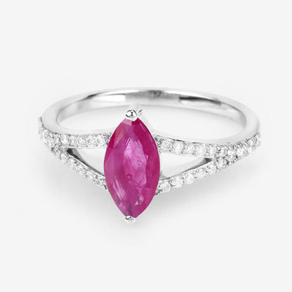 1.58 Carat Genuine Ruby and White Diamond 14K White Gold Ring Bids.com