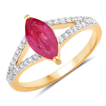 1.58 Carat Genuine Ruby and White Diamond 14K Yellow Gold Ring Bids.com