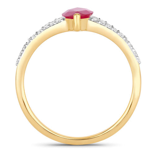 1.58 Carat Genuine Ruby and White Diamond 14K Yellow Gold Ring Bids.com