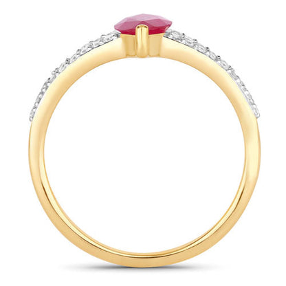 1.58 Carat Genuine Ruby and White Diamond 14K Yellow Gold Ring Bids.com