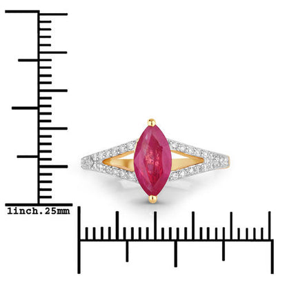 1.58 Carat Genuine Ruby and White Diamond 14K Yellow Gold Ring Bids.com