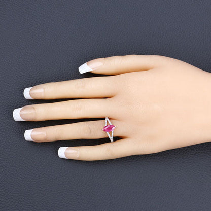 1.58 Carat Genuine Ruby and White Diamond 14K Yellow Gold Ring Bids.com