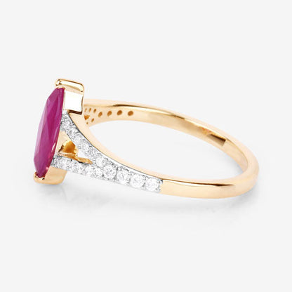 1.58 Carat Genuine Ruby and White Diamond 14K Yellow Gold Ring Bids.com
