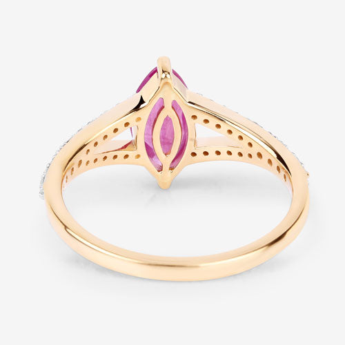 1.58 Carat Genuine Ruby and White Diamond 14K Yellow Gold Ring Bids.com