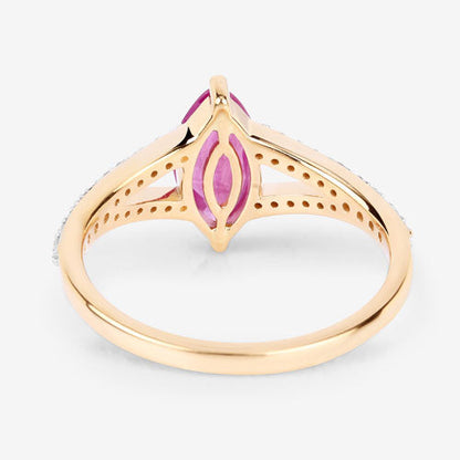 1.58 Carat Genuine Ruby and White Diamond 14K Yellow Gold Ring Bids.com
