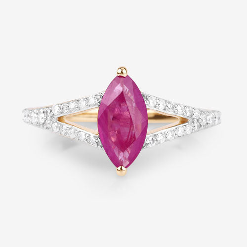 1.58 Carat Genuine Ruby and White Diamond 14K Yellow Gold Ring Bids.com