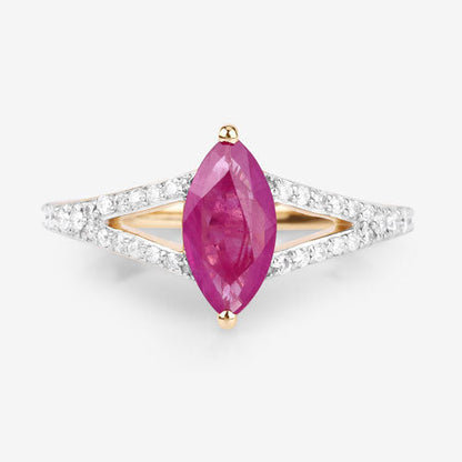1.58 Carat Genuine Ruby and White Diamond 14K Yellow Gold Ring Bids.com