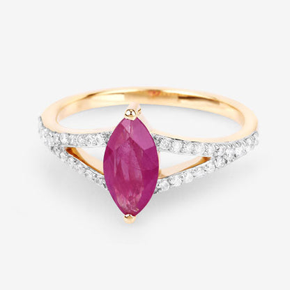 1.58 Carat Genuine Ruby and White Diamond 14K Yellow Gold Ring Bids.com