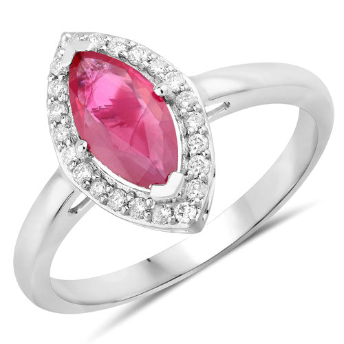 1.57 Carat Genuine Ruby and White Diamond 14K White Gold Ring Bids.com