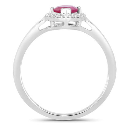 1.57 Carat Genuine Ruby and White Diamond 14K White Gold Ring Bids.com