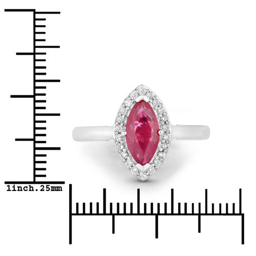 1.57 Carat Genuine Ruby and White Diamond 14K White Gold Ring Bids.com