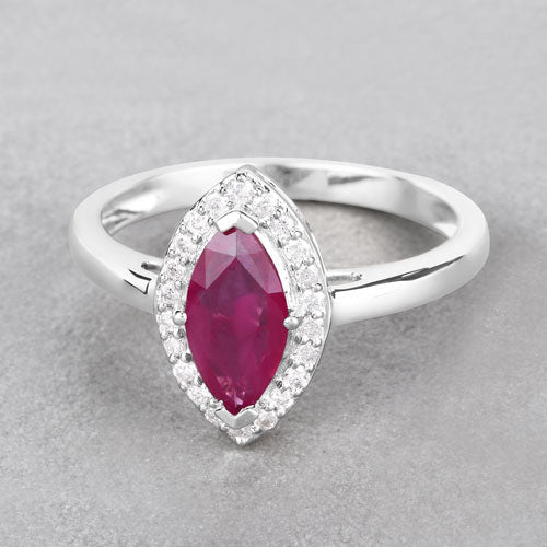 1.57 Carat Genuine Ruby and White Diamond 14K White Gold Ring Bids.com