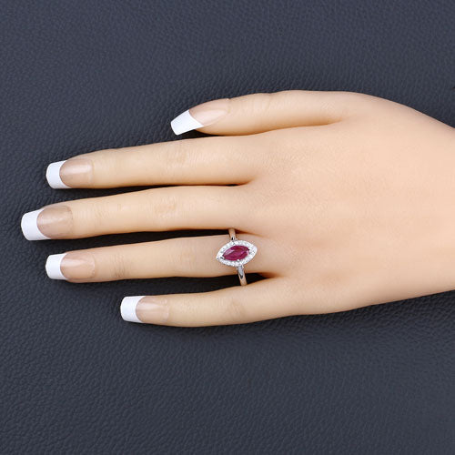 1.57 Carat Genuine Ruby and White Diamond 14K White Gold Ring Bids.com