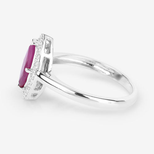 1.57 Carat Genuine Ruby and White Diamond 14K White Gold Ring Bids.com