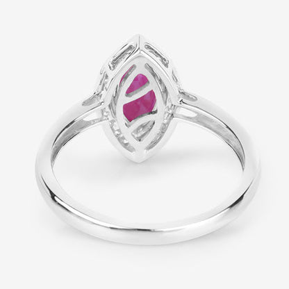 1.57 Carat Genuine Ruby and White Diamond 14K White Gold Ring Bids.com