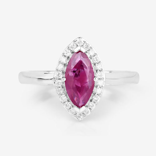 1.57 Carat Genuine Ruby and White Diamond 14K White Gold Ring Bids.com