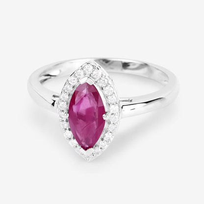 1.57 Carat Genuine Ruby and White Diamond 14K White Gold Ring Bids.com