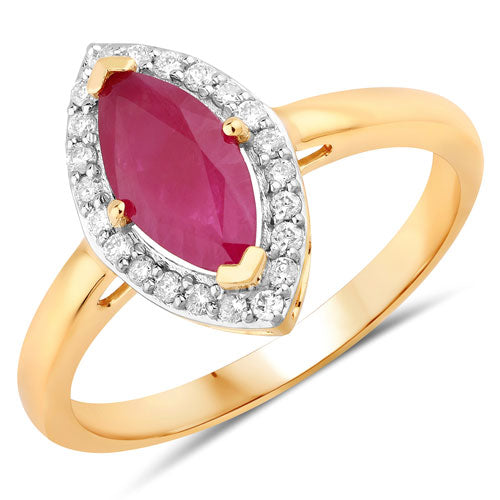 1.57 Carat Genuine Ruby and White Diamond 14K Yellow Gold Ring Bids.com