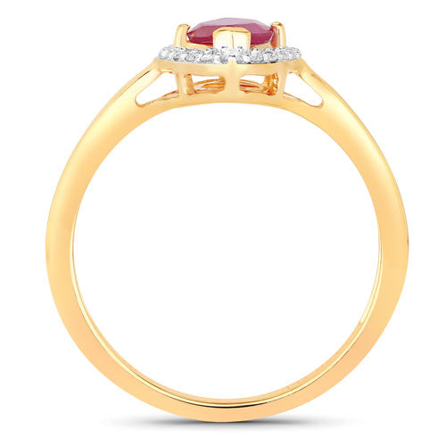 1.57 Carat Genuine Ruby and White Diamond 14K Yellow Gold Ring Bids.com