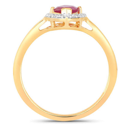 1.57 Carat Genuine Ruby and White Diamond 14K Yellow Gold Ring Bids.com
