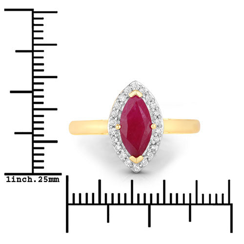 1.57 Carat Genuine Ruby and White Diamond 14K Yellow Gold Ring Bids.com