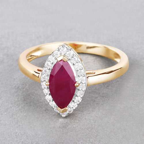 1.57 Carat Genuine Ruby and White Diamond 14K Yellow Gold Ring Bids.com