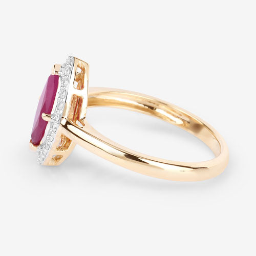 1.57 Carat Genuine Ruby and White Diamond 14K Yellow Gold Ring Bids.com