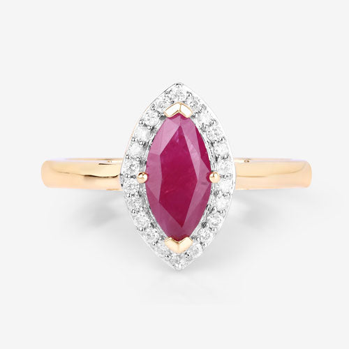 1.57 Carat Genuine Ruby and White Diamond 14K Yellow Gold Ring Bids.com
