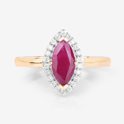 1.57 Carat Genuine Ruby and White Diamond 14K Yellow Gold Ring Bids.com