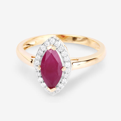 1.57 Carat Genuine Ruby and White Diamond 14K Yellow Gold Ring Bids.com