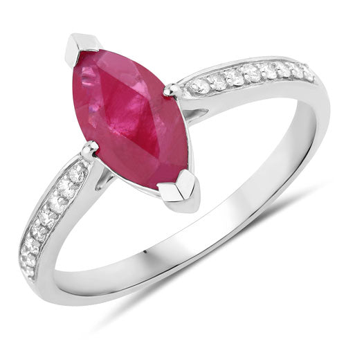 1.51 Carat Genuine Ruby and White Diamond 14K White Gold Ring Bids.com