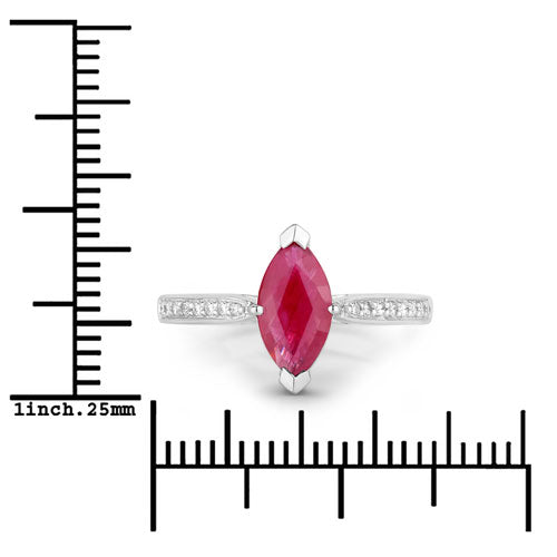 1.51 Carat Genuine Ruby and White Diamond 14K White Gold Ring Bids.com