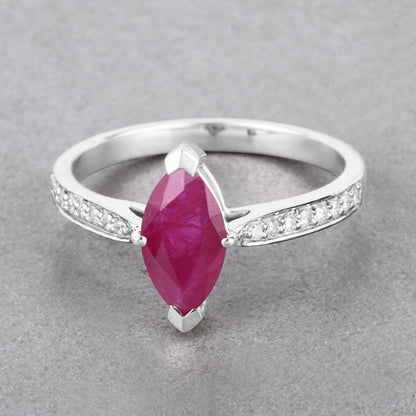 1.51 Carat Genuine Ruby and White Diamond 14K White Gold Ring Bids.com