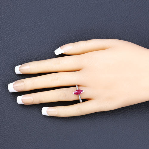 1.51 Carat Genuine Ruby and White Diamond 14K White Gold Ring Bids.com