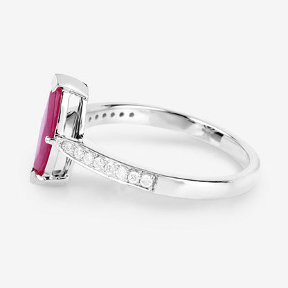 1.51 Carat Genuine Ruby and White Diamond 14K White Gold Ring Bids.com