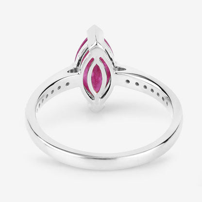 1.51 Carat Genuine Ruby and White Diamond 14K White Gold Ring Bids.com