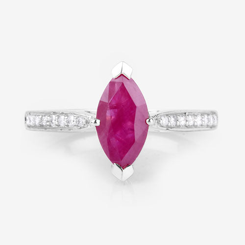 1.51 Carat Genuine Ruby and White Diamond 14K White Gold Ring Bids.com