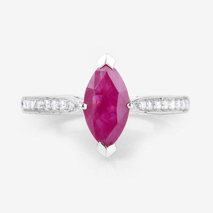 1.51 Carat Genuine Ruby and White Diamond 14K White Gold Ring Bids.com