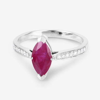 1.51 Carat Genuine Ruby and White Diamond 14K White Gold Ring Bids.com