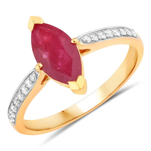 1.51 Carat Genuine Ruby and White Diamond 14K Yellow Gold Ring Bids.com