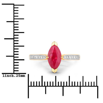 1.51 Carat Genuine Ruby and White Diamond 14K Yellow Gold Ring Bids.com