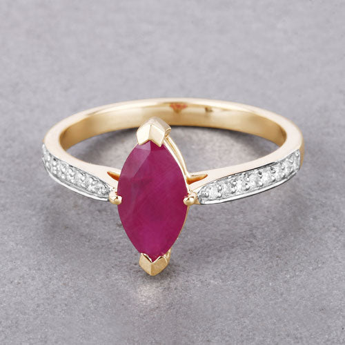 1.51 Carat Genuine Ruby and White Diamond 14K Yellow Gold Ring Bids.com
