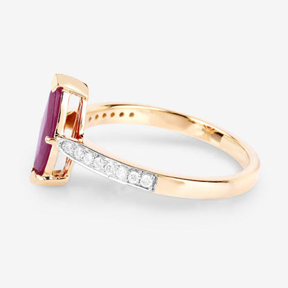 1.51 Carat Genuine Ruby and White Diamond 14K Yellow Gold Ring Bids.com